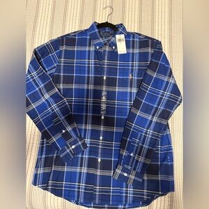 NWT Polo by Ralph Lauren Men's Navy and White Checkered Shirt size L